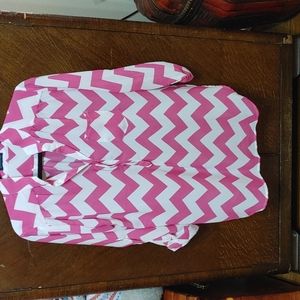 CALS size L hot pink and white chevron blouse